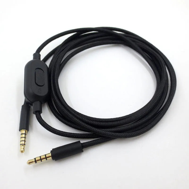 Black universal audio cable for gaming headsets with oxygen-free copper wire construction