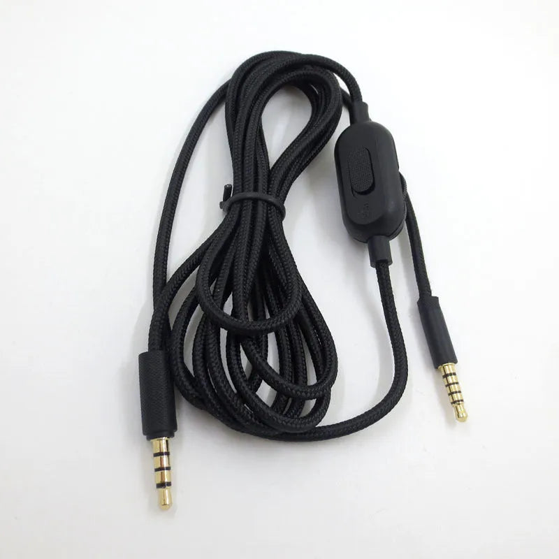 Black universal audio cable for gaming headsets with oxygen-free copper wire construction