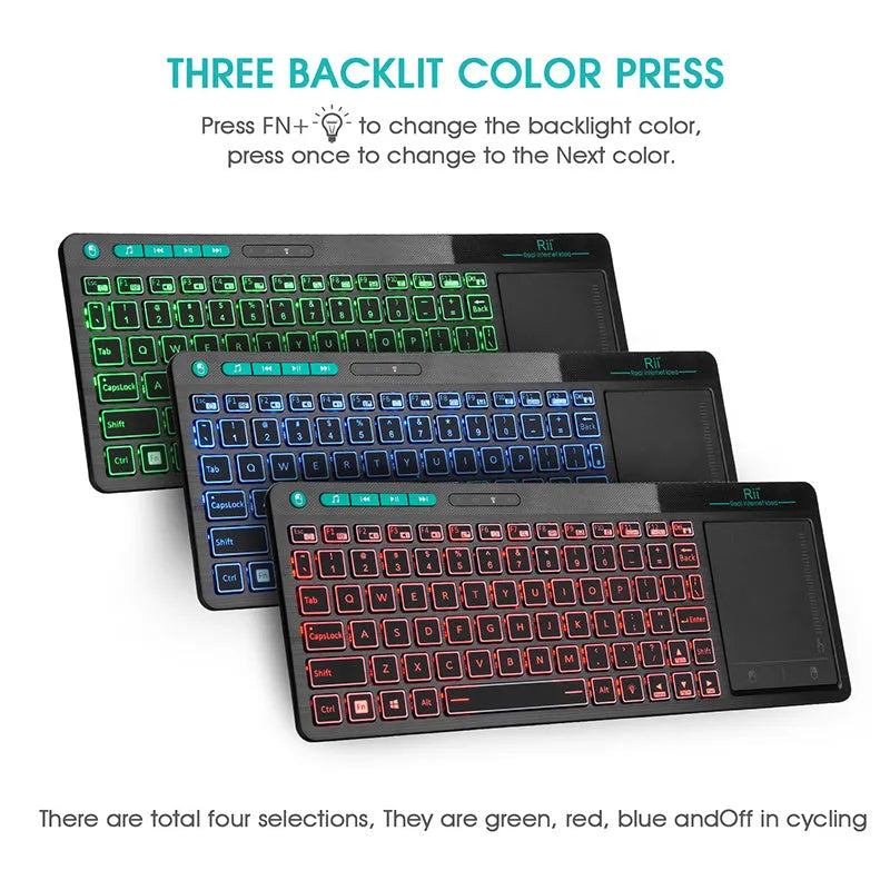 Wireless multimedia RGB backlit keyboard with touchpad K18+ in black
