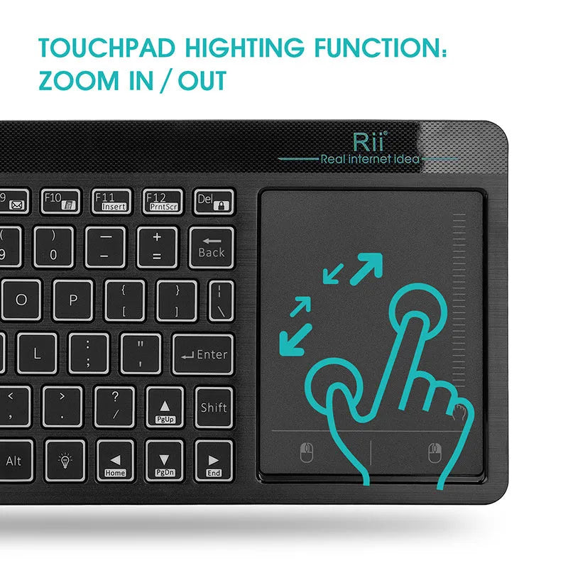 Wireless multimedia RGB backlit keyboard with touchpad K18+ in black