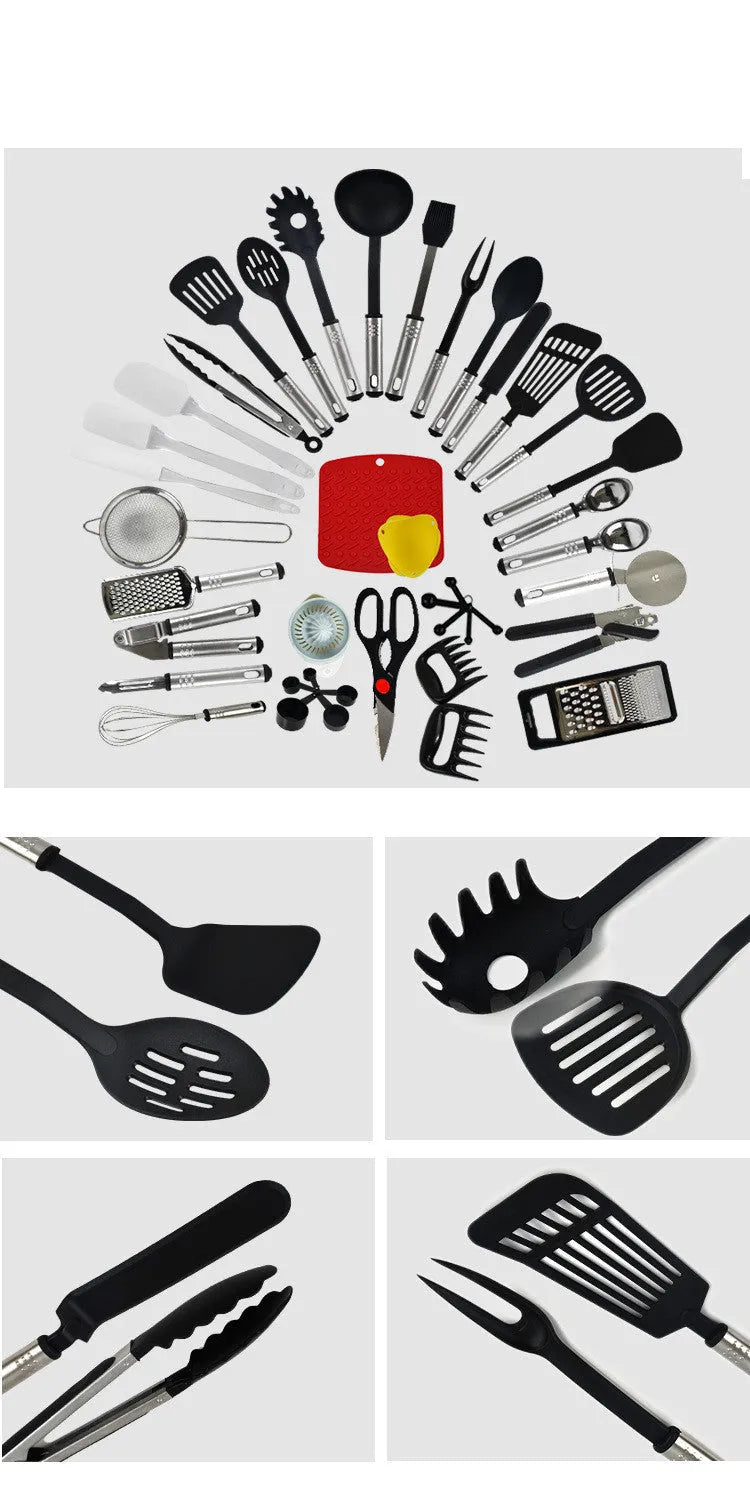 44-piece nylon kitchen utensil set with spatulas and spoons in light luxury style SET1 colour
