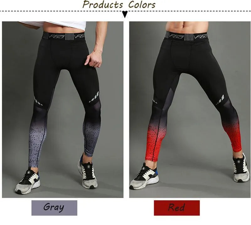 Men's compression trousers in grey or red stitching, quick-drying moisture-wicking sweatpants for yoga and gym, sizes S-XXXL
