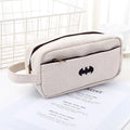 Large capacity multifunctional stationery bag pencil case in grey, orange, white and blue with drawstring and handbag options