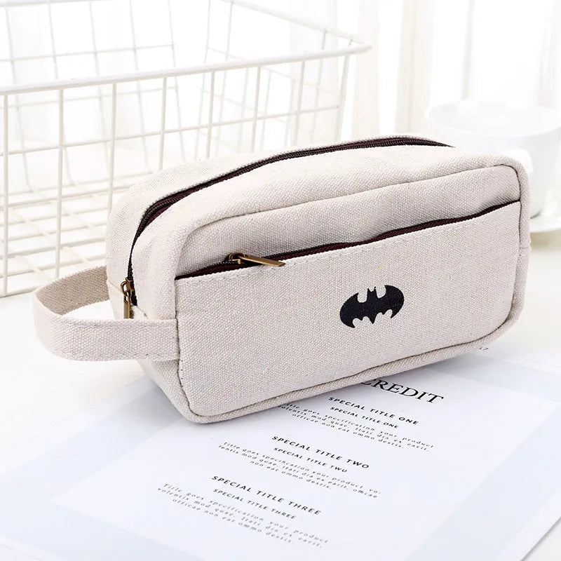Large capacity multifunctional stationery bag pencil case in grey, orange, white and blue with drawstring and handbag options