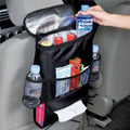 Black 600D Oxford cloth car storage bag with adjustable strap for headrest mounting