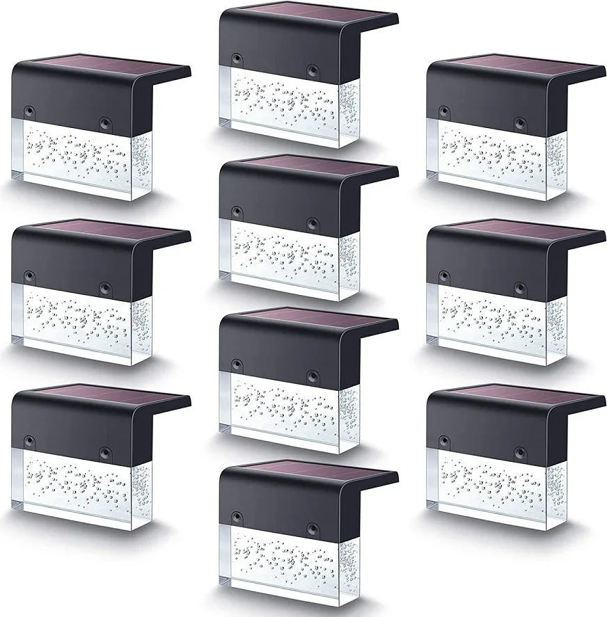 Waterproof RGB LED solar step light with warm white and colour change modes for outdoor stairs