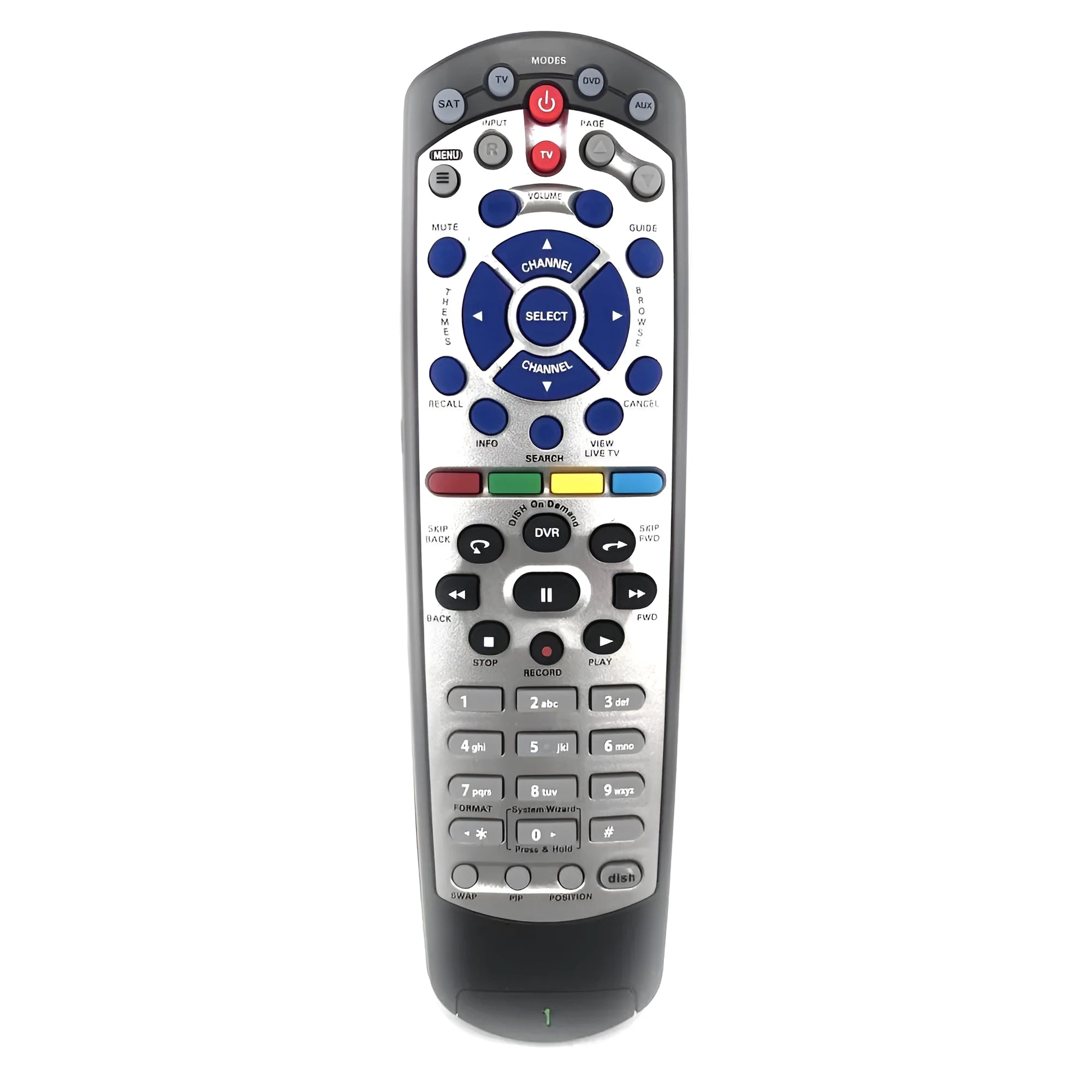 Black DISH Network remote control replacement flat design with code 20.1 compatibility