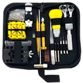 148-piece watch repair tool set in alloy steel with hand diamond files in storage case, black colour