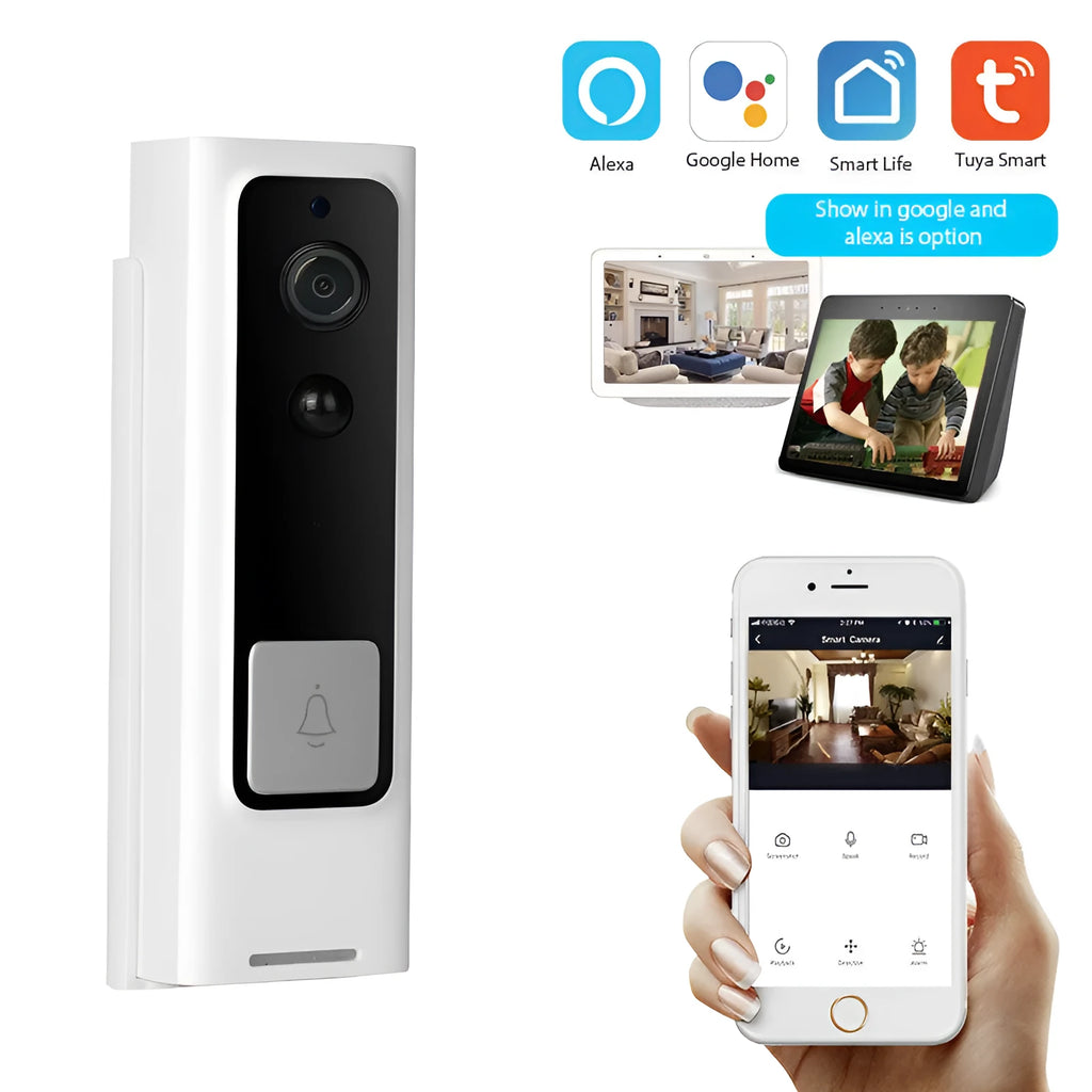 White intelligent 1080P network wireless video intercom camera for wall-mounted home security with PIR motion and night vision