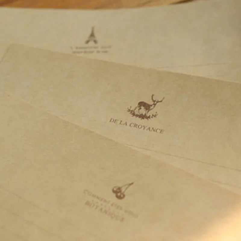 Vintage Kraft Paper Stationery Set 10 large sheets and 2 small sheets brown Chinese envelope style
