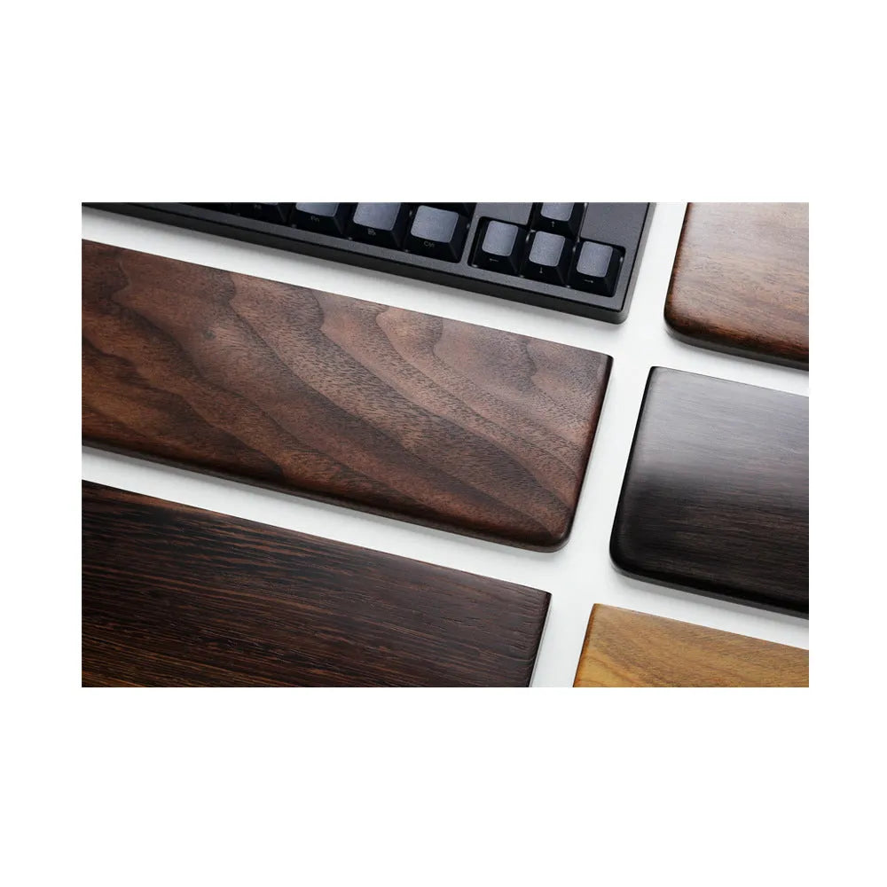 Black walnut wooden wrist rest for mechanical keyboard measuring 30cm length