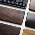 Black walnut wooden wrist rest for mechanical keyboard measuring 30cm length
