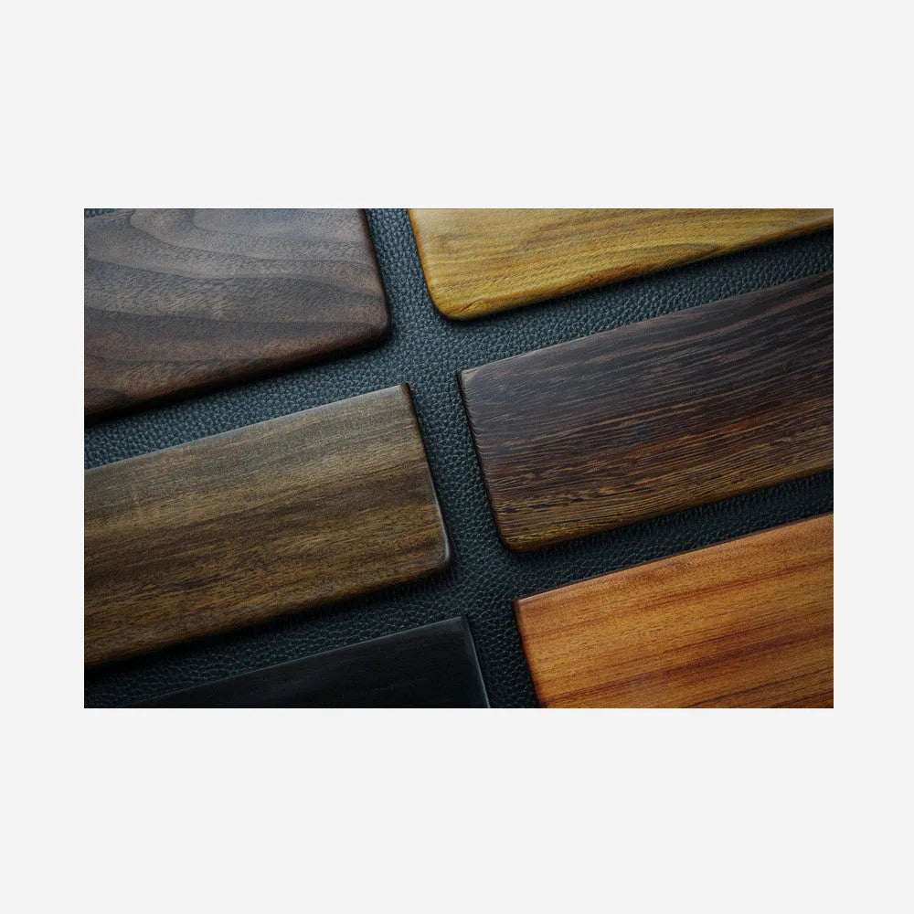Black walnut wooden wrist rest for mechanical keyboard measuring 30cm length