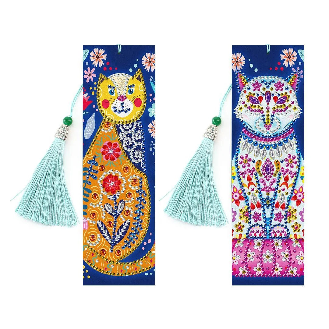 5D diamond painting DIY bookmark kit with pendant and tassel on 6x21cm PU canvas