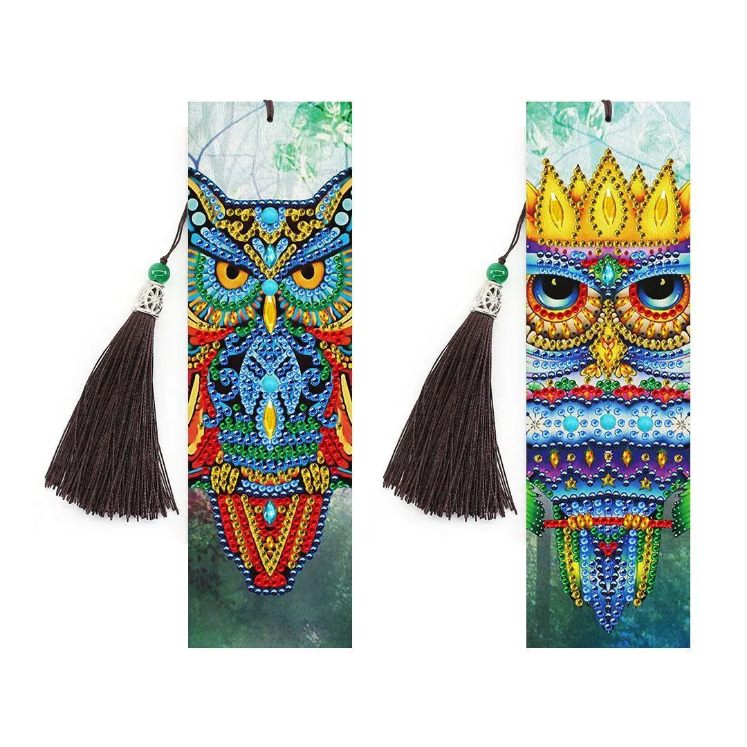 5D diamond painting DIY bookmark kit with pendant and tassel on 6x21cm PU canvas