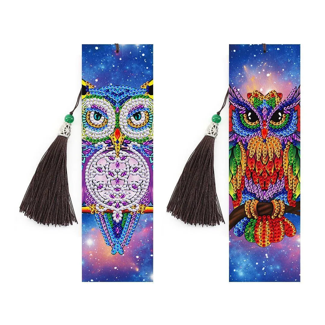5D diamond painting DIY bookmark kit with pendant and tassel on 6x21cm PU canvas