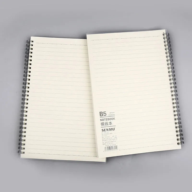 Creative coil-bound notebook showing grid, line, and dot ruling options in three different sizes