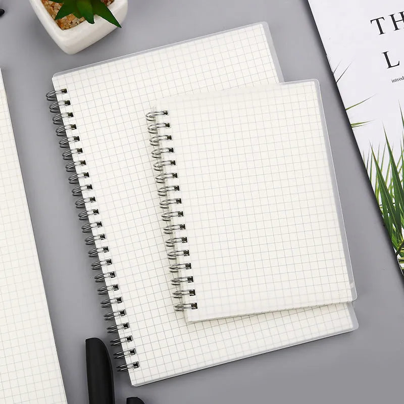 Creative coil-bound notebook showing grid, line, and dot ruling options in three different sizes