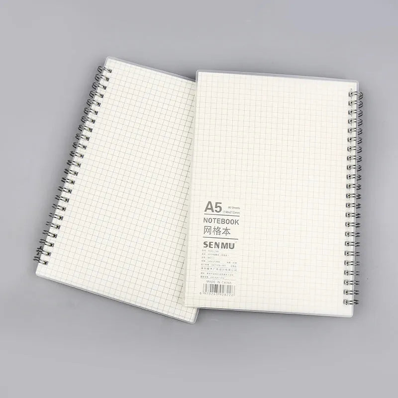 Creative coil-bound notebook showing grid, line, and dot ruling options in three different sizes