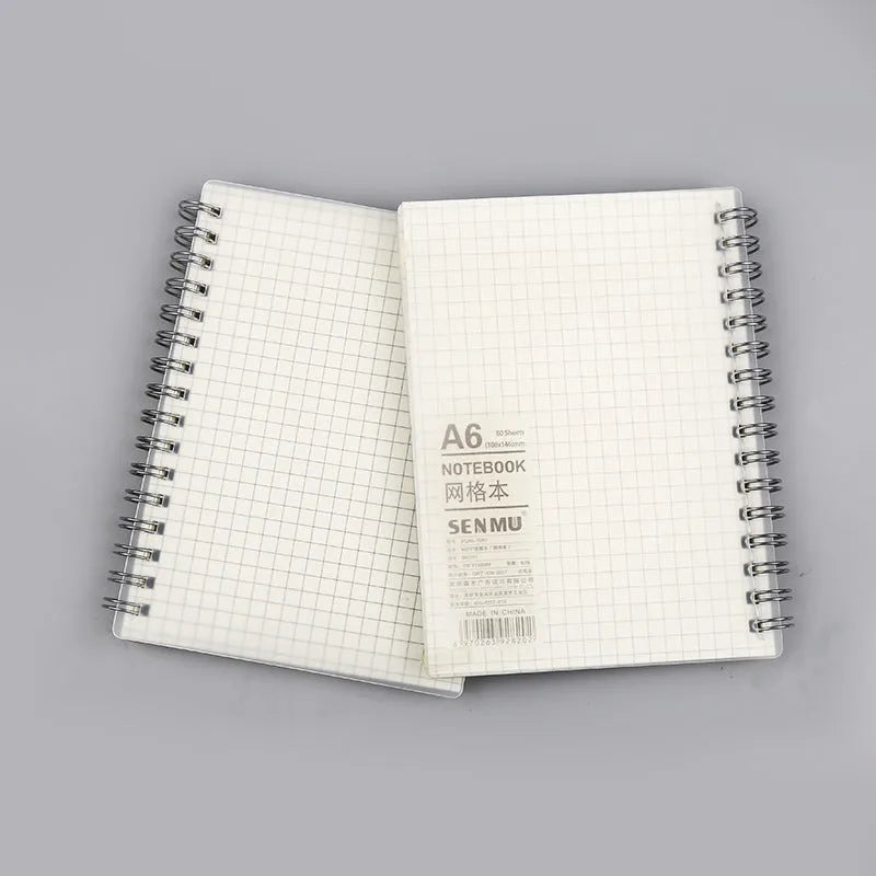 Creative coil-bound notebook showing grid, line, and dot ruling options in three different sizes