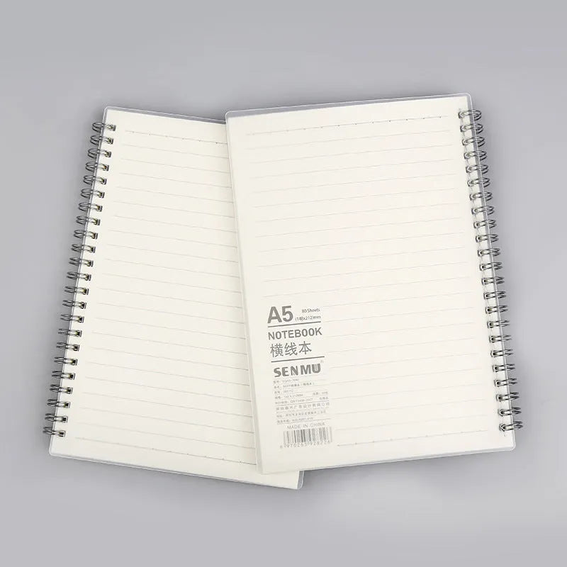 Creative coil-bound notebook showing grid, line, and dot ruling options in three different sizes