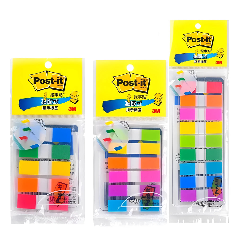 Removable plastic indicator labels in mixed colours with 9.4mm width and 44mm length dimensions