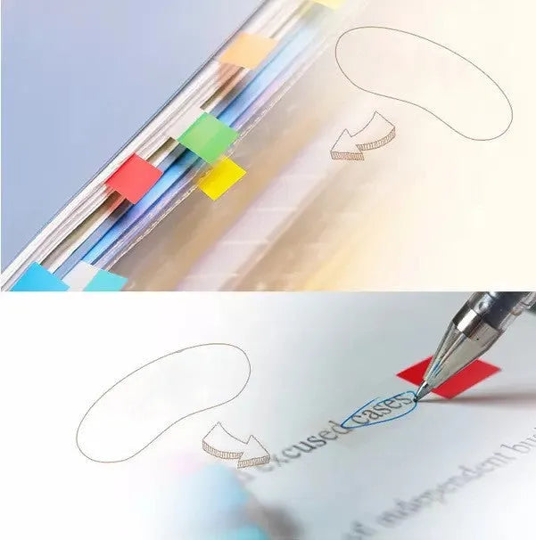 Removable plastic indicator labels in mixed colours with 9.4mm width and 44mm length dimensions