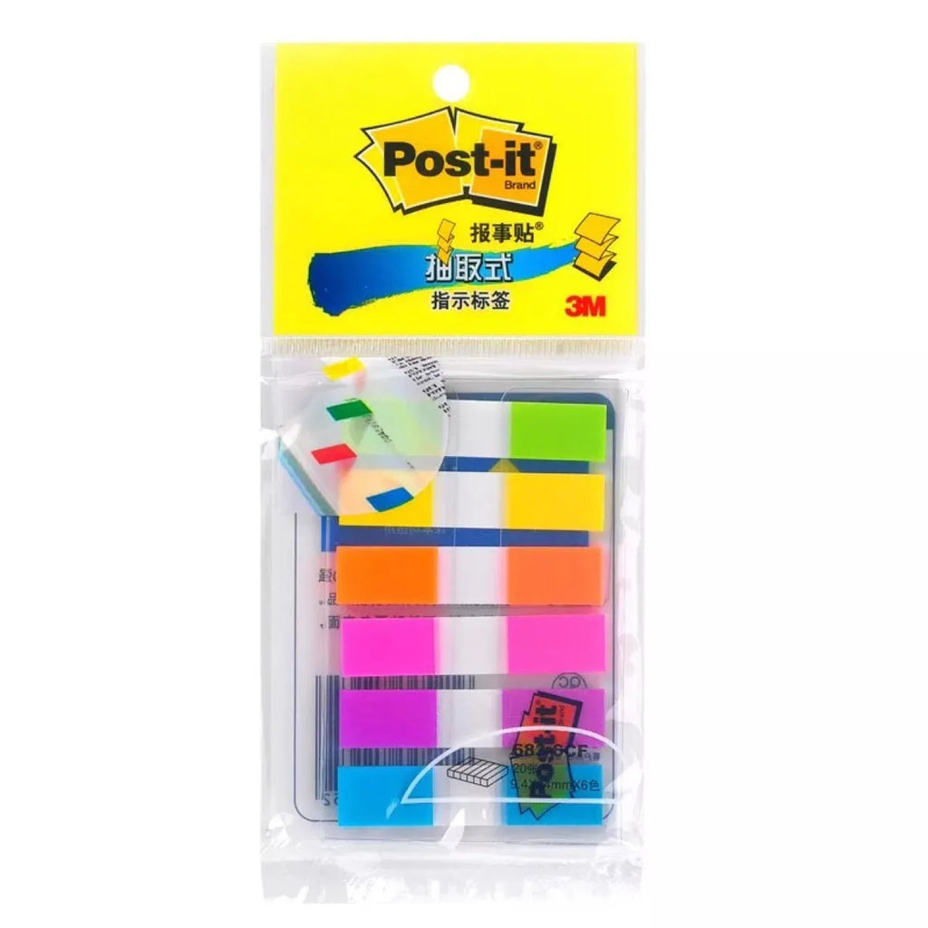 Removable plastic indicator labels in mixed colours with 9.4mm width and 44mm length dimensions