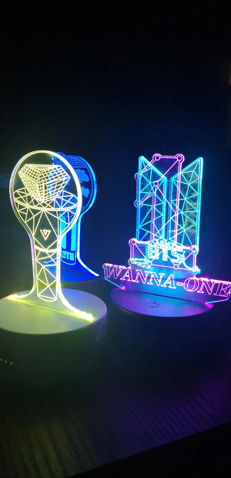 Acrylic transparent display stand holding BTS Light 101 Tower Gem building lamp