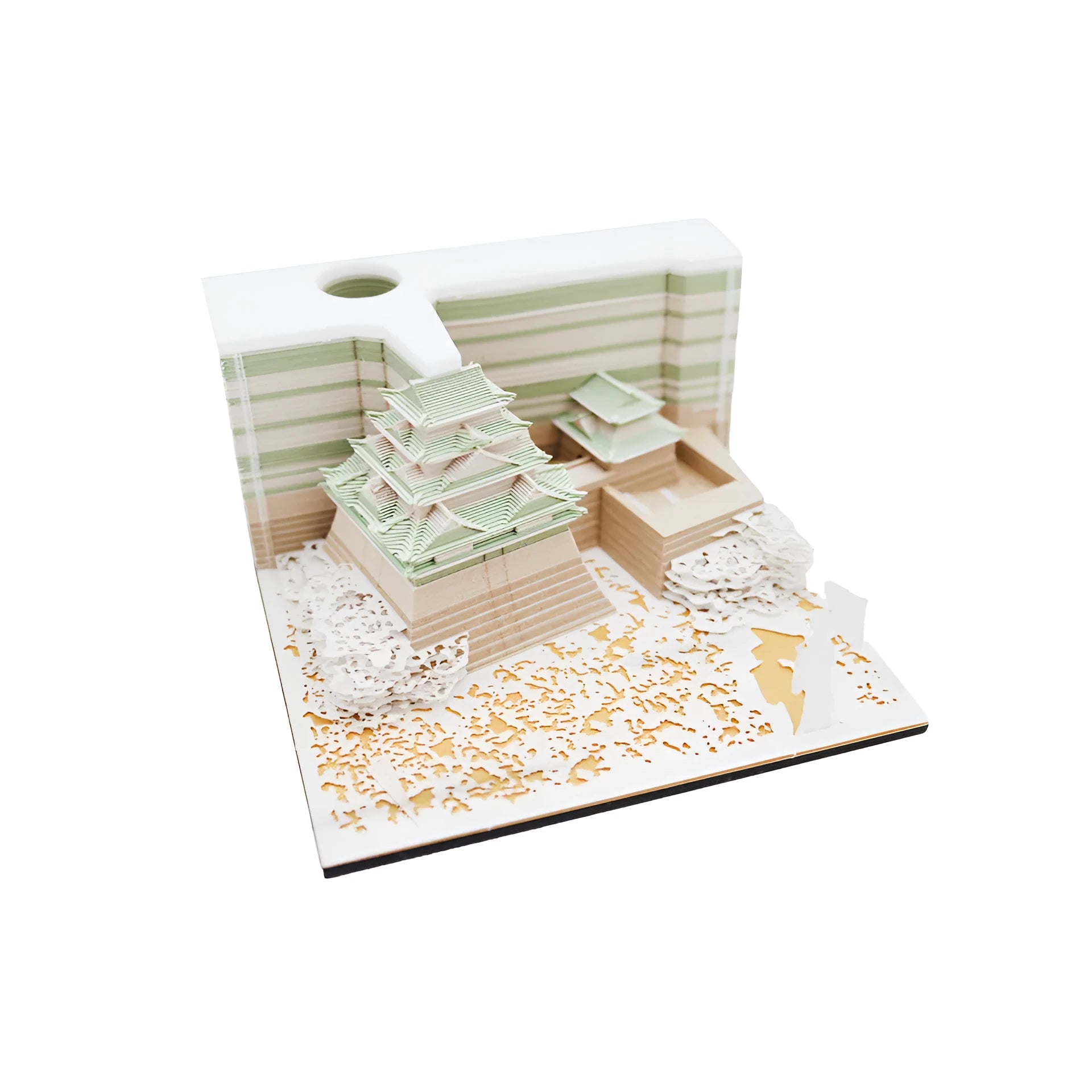 Three-dimensional paper model of the Tianshou Tower from Spirited Away, a buildable Ghibli architectural craft.