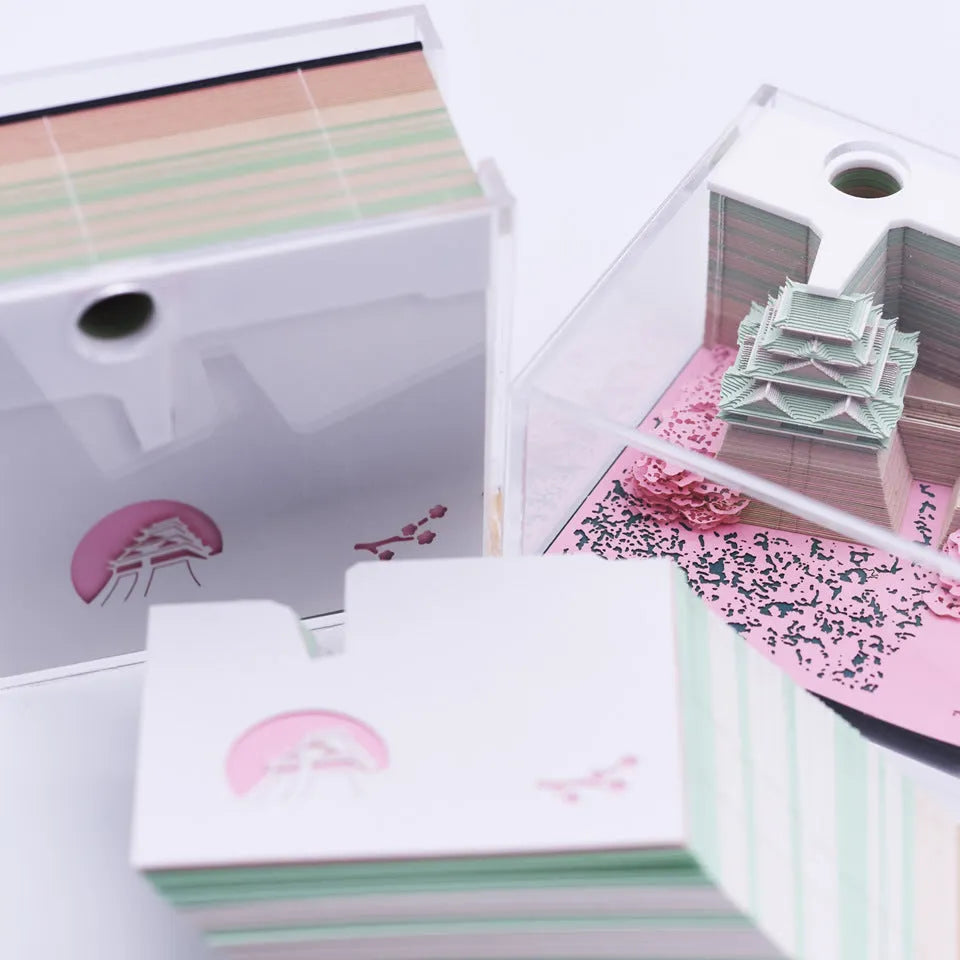 Three-dimensional paper model of the Tianshou Tower from Spirited Away, a buildable Ghibli architectural craft.