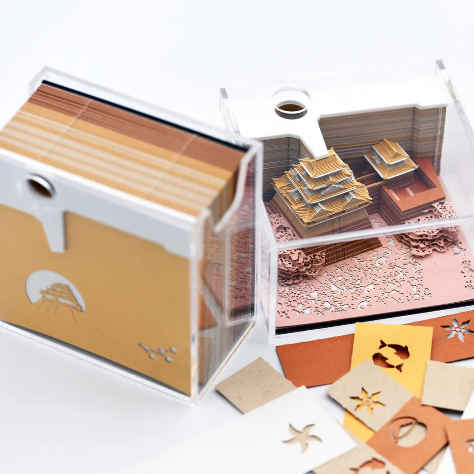 Three-dimensional paper model of the Tianshou Tower from Spirited Away, a buildable Ghibli architectural craft.
