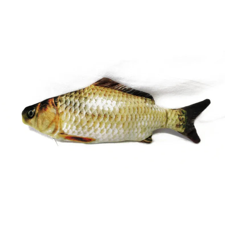 Fish plush cat toy emulating beating fish motion, soft plush fabric, free size, four fish styles available