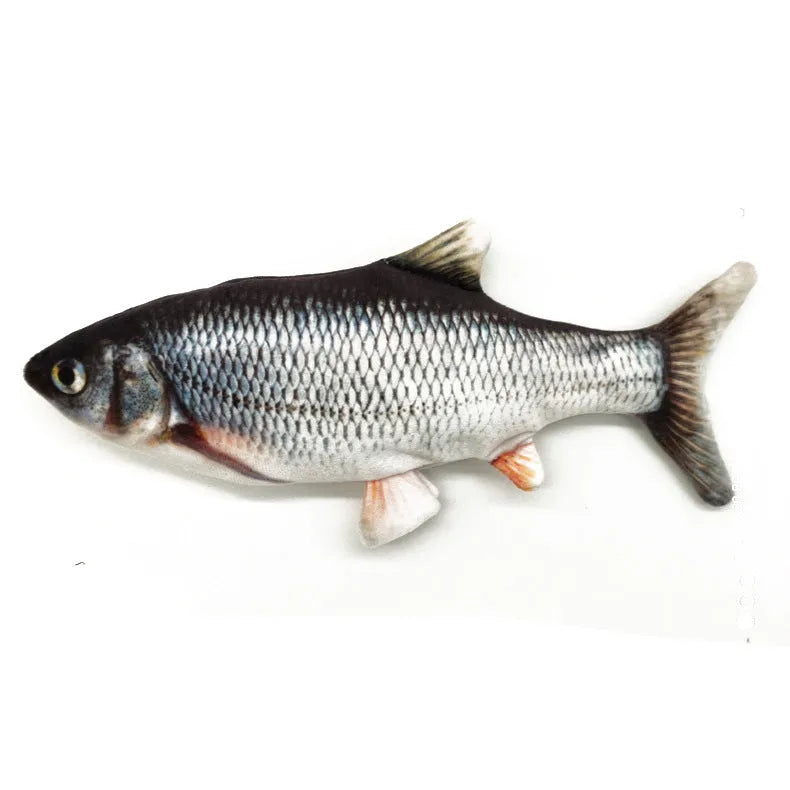 Fish plush cat toy emulating beating fish motion, soft plush fabric, free size, four fish styles available