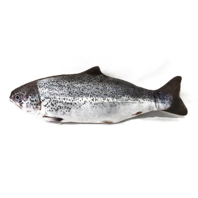 Fish plush cat toy emulating beating fish motion, soft plush fabric, free size, four fish styles available