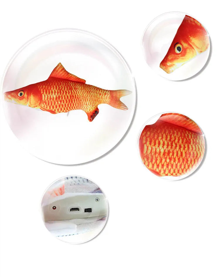 Fish plush cat toy emulating beating fish motion, soft plush fabric, free size, four fish styles available