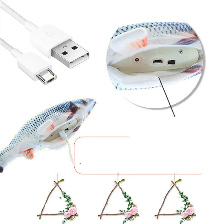 Fish plush cat toy emulating beating fish motion, soft plush fabric, free size, four fish styles available