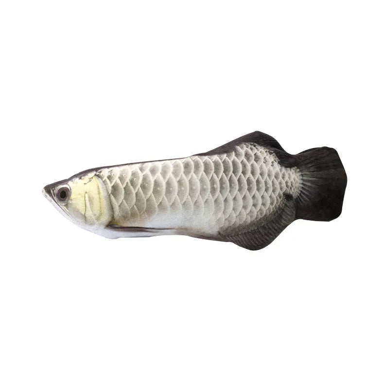 Fish plush cat toy emulating beating fish motion, soft plush fabric, free size, four fish styles available