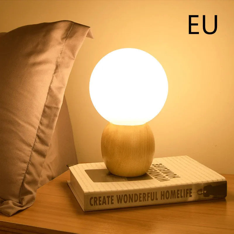 Large glass ball table lamp with Nordic design and push button switch for bedside or study use