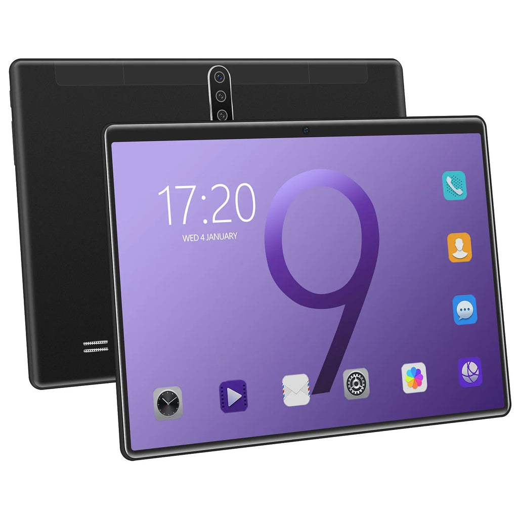 10 inch tablet PC in black with IPS screen, GPS, and dual SIM slots