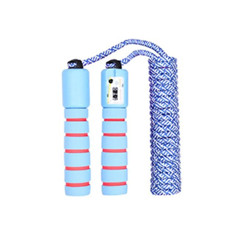 Children's counting skipping rope in rose red with pink count, NBR and cotton braided material