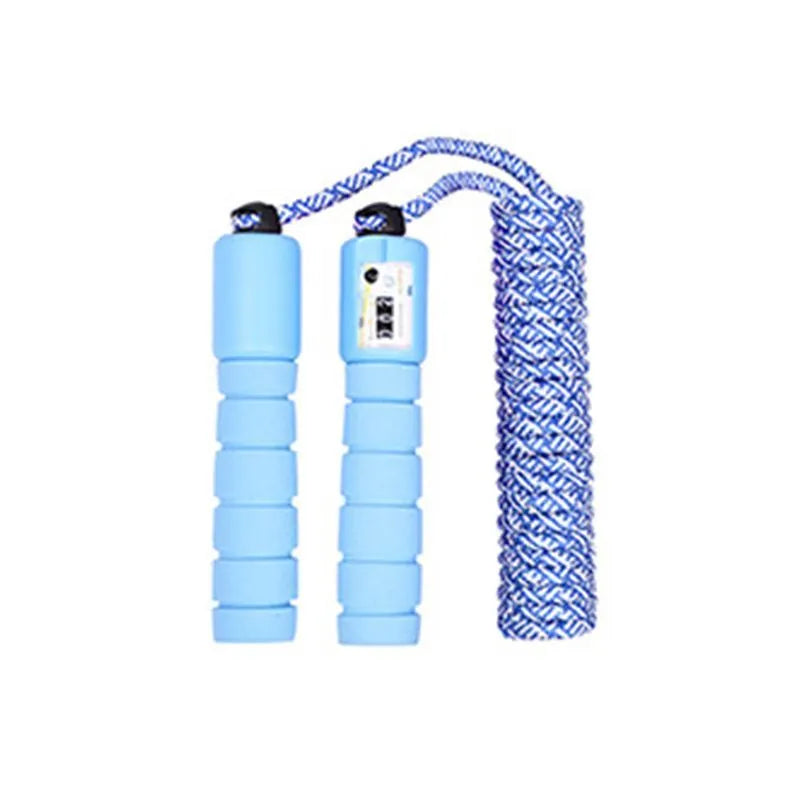 Children's counting skipping rope in rose red with pink count, NBR and cotton braided material