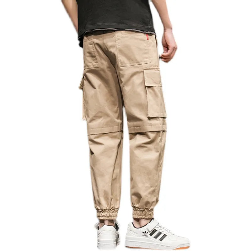 Harlan overalls cropped trousers in loose fit, plain pattern, pocket decoration, army green colour
