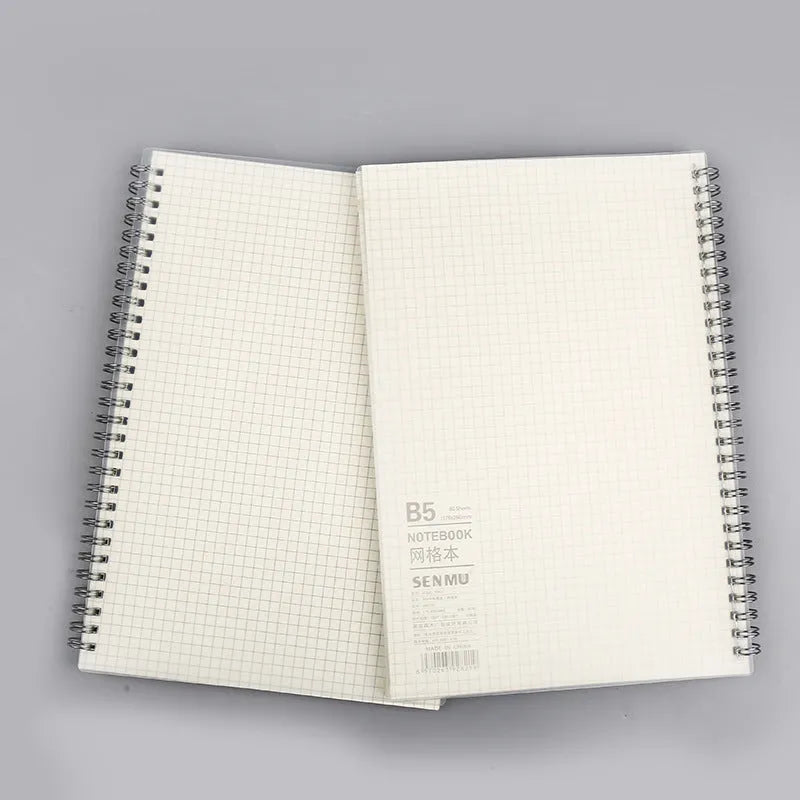 Creative coil-bound notebook showing grid, line, and dot ruling options in three different sizes