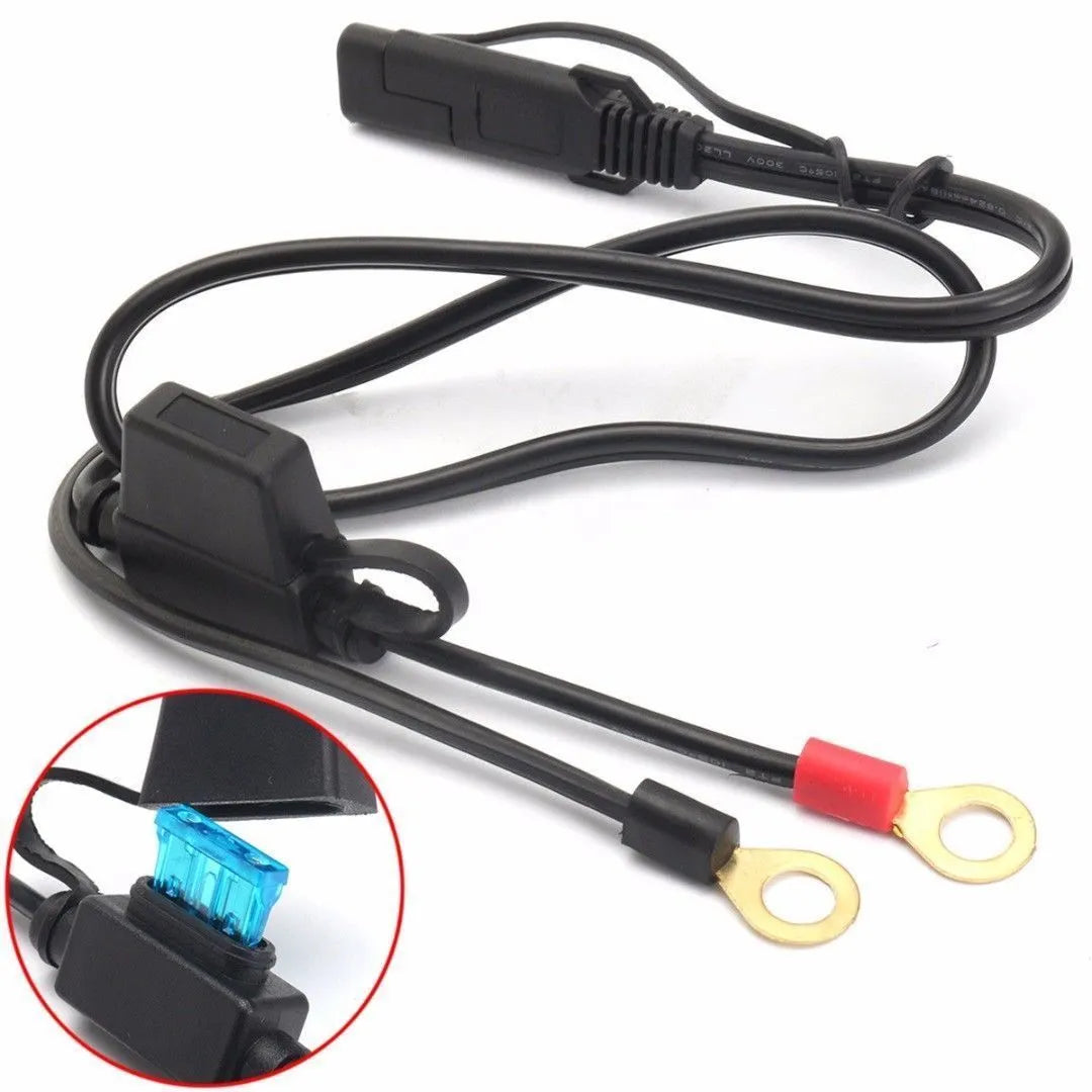 12V motorcycle battery charging cable 6cm 18AWG black red blue wires