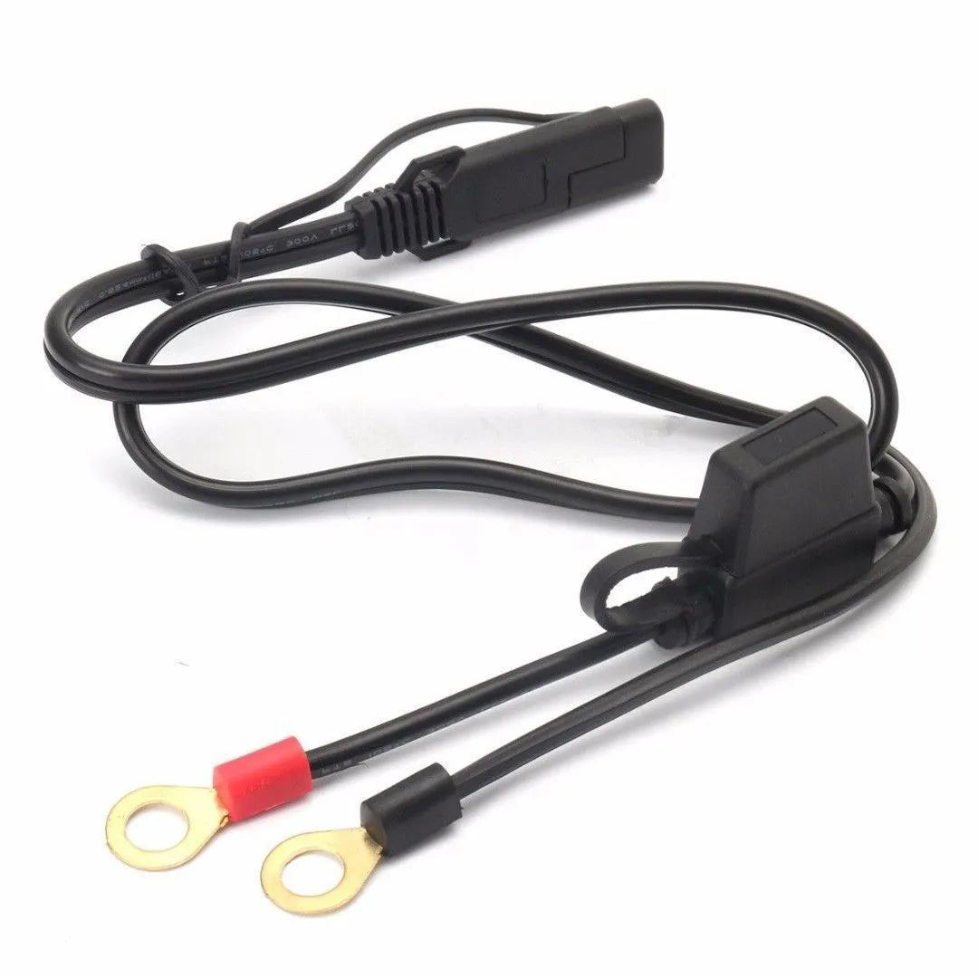 12V motorcycle battery charging cable 6cm 18AWG black red blue wires