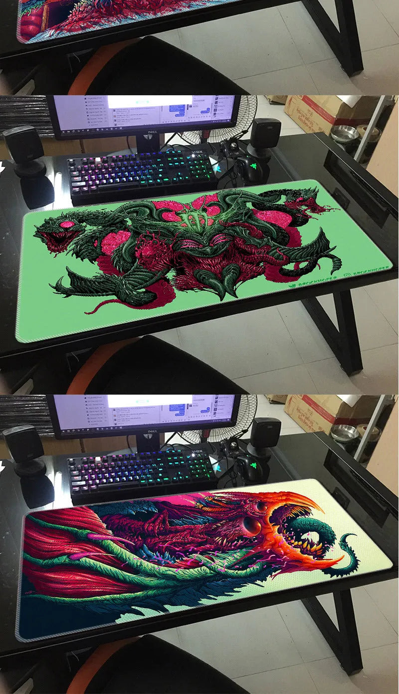 Custom game rubber mouse pad with non-slip base and heat transfer print on desk