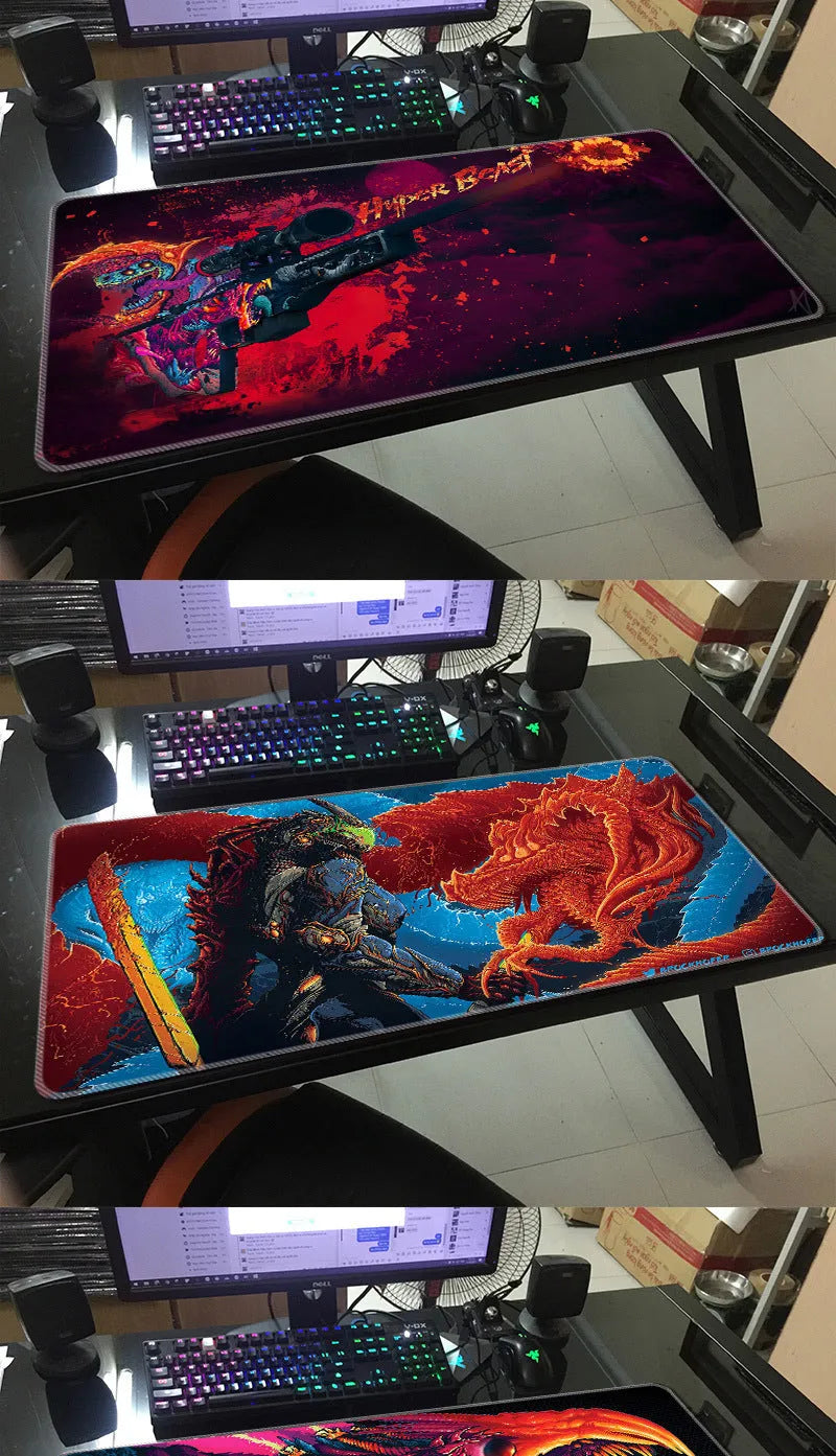Custom game rubber mouse pad with non-slip base and heat transfer print on desk