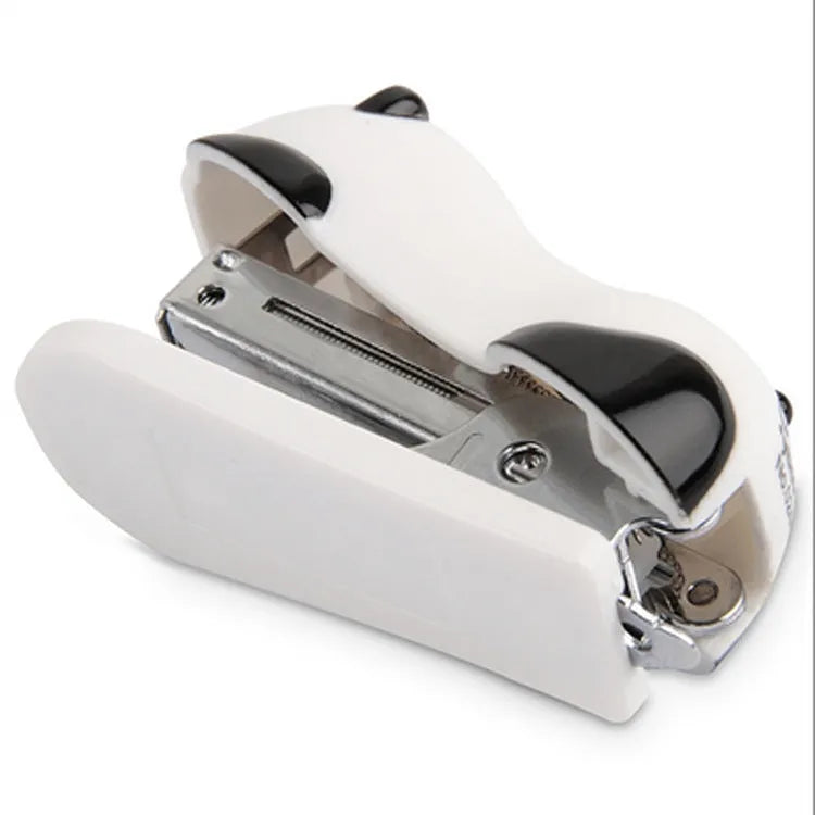 Cartoon panda No. 10 stapler in black and white on a desk