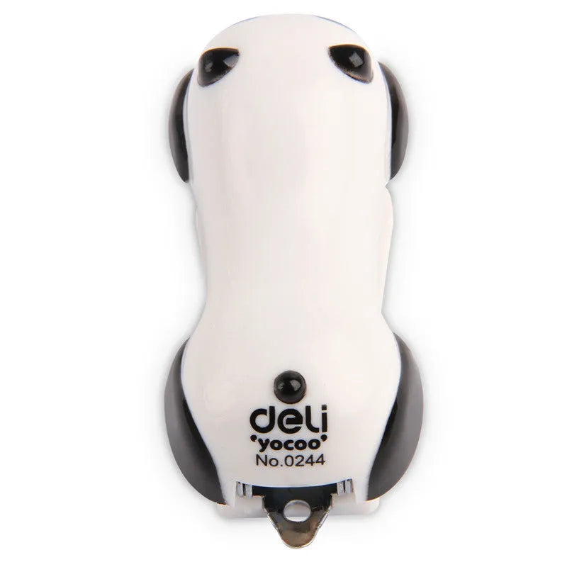 Cartoon panda No. 10 stapler in black and white on a desk